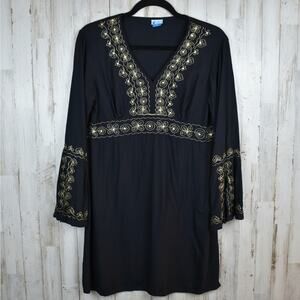 Y2K Vintage black gold embroidered sequin dress size small beach boho whimsy